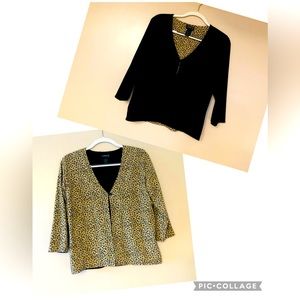 Reversible Cardigan Stretchy size M Liz Claiborne Leopard Black Workwear Casual
